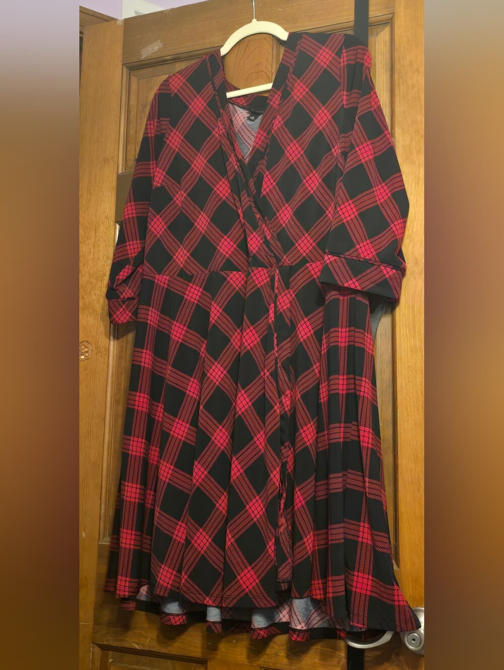 Black & Red Plaid Women's Wrap Dress
